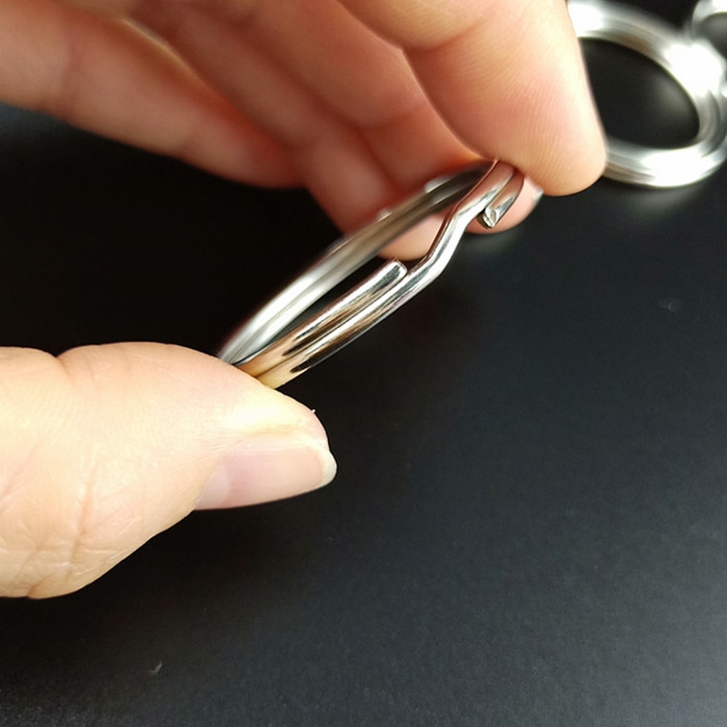 50pcs! Round Metal key ring sturdy and durable 28mm 35mm Keychain holders decoration Women Men Anti-lost Keyring organizador