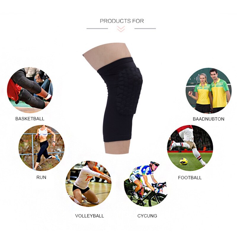 Sports Injury Support Antislip Basketball Leg Knee Guard Pad Long Sleeve Protector Gear Honeycomb Pad Crashproof