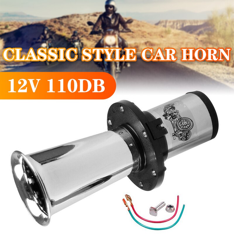 12V 110DB Vintage Car Horn – AHH-OOO-GAH Old School Siren For Trucks, RV, Antique Vehicles (Black)