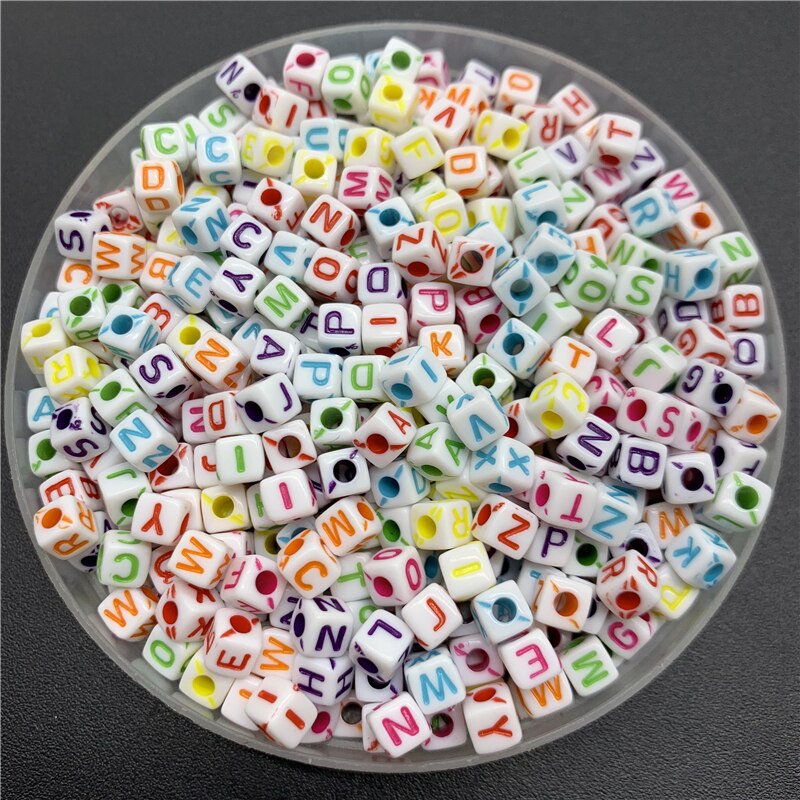 100 teile/los 5mm Acryl Abstandshalter Perlen knapp Perlen Platz Alphabet Perlen Für Schmuck Machen DIY Handgemachte Accessoires: 04