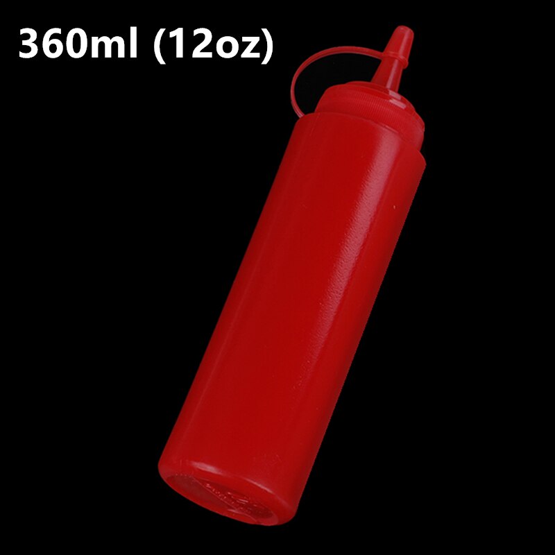 5/7/8/12Oz Saus Azijn Olie Ketchup Jus Cruet Keuken Accessoires Juskom Plastic Kruiderij dispenser Squeeze Fles: 360ml-red