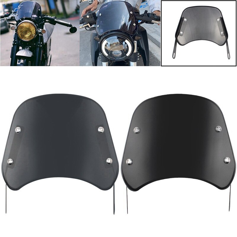 EVGATSAUTO motorfietsvoorruit, universele motorfiets gemodificeerde voorruit windschermspoiler luchtdeflector(Transparant EVGATSAUTO motorfietsvoorruit, universele motorfiets gemodificeerde voorruit windschermspoiler luchtdeflector(Transparant