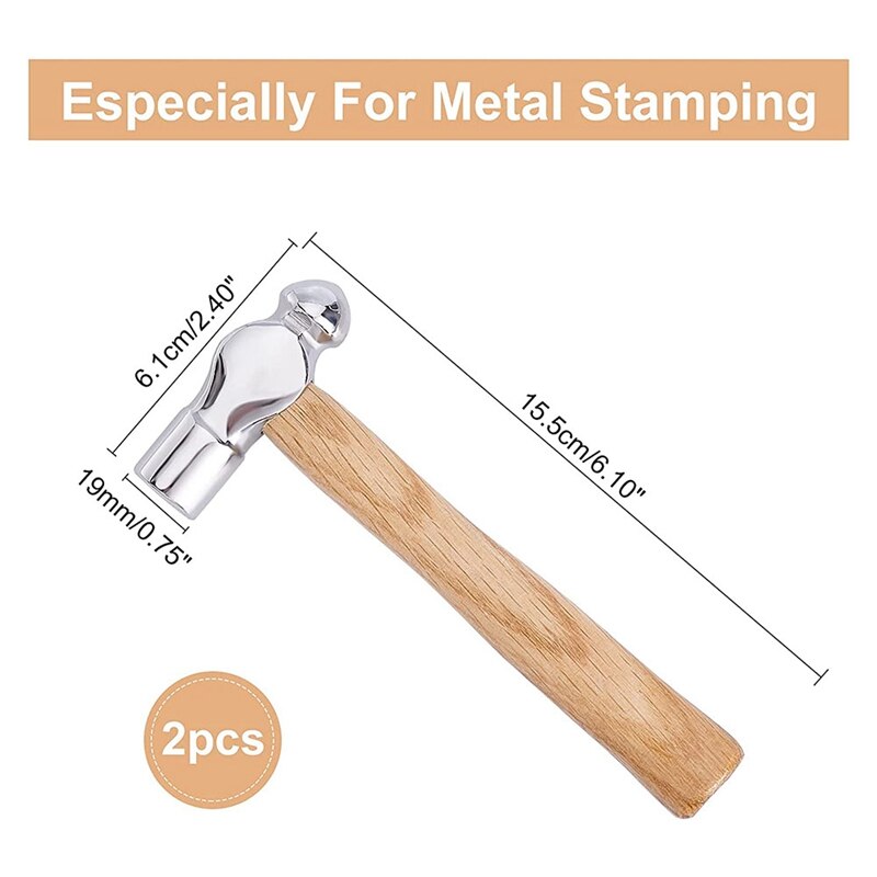2Pcs Ball Peen Hammer 4Oz Metal Jewelry Hammer Dual-Sided Metal Hammer Portable Steel Hammer 15.5cm/6.1inch