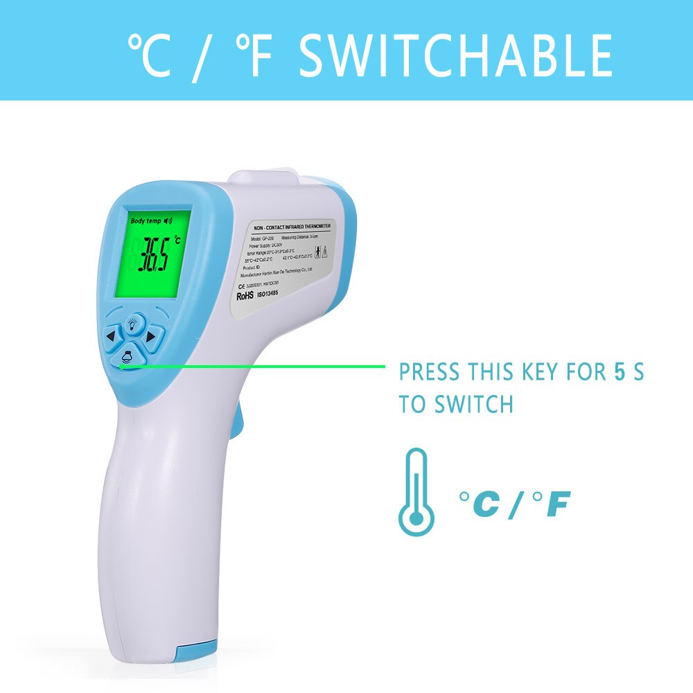 Voorhoofdthermometer contactloze thermometer infrarood digitale lcd-thermometer lichaamstemperatuur objecttemperatuur voor baby's en volwassenen