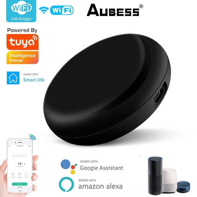 Aubess Smart Wireless WiFi-IR Remote Controller Tuya/Smart Life WiFi Infrared Remote Controller Via Alexa/Google Home Smart Home