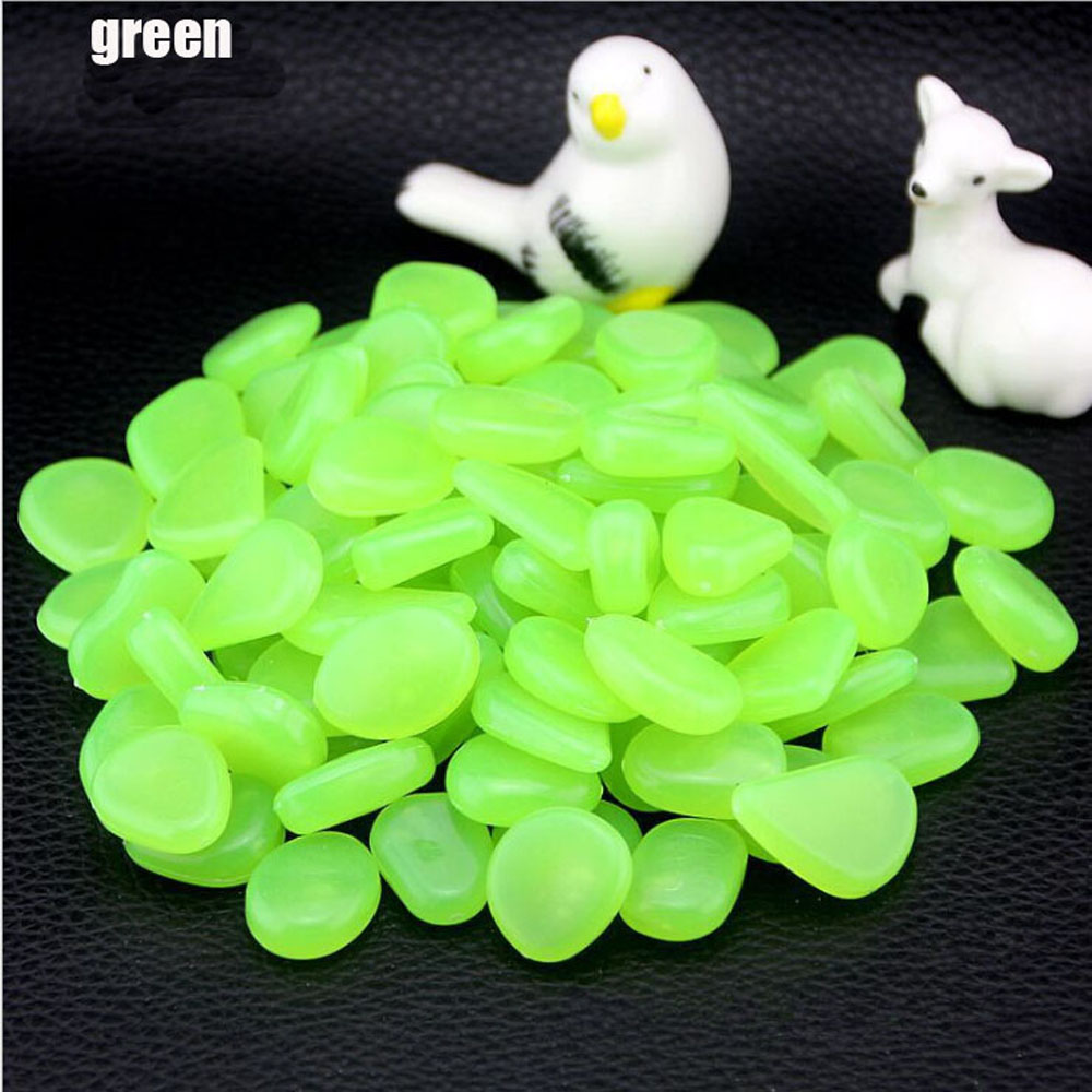 50Pcs Garden Pebbles Glow Stones Rocks for Walkways Garden Path Patio Lawn Garden Yard Decor Luminous Stones: green