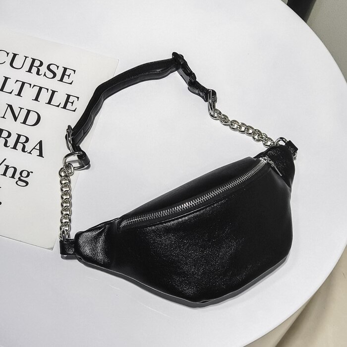 DIINOVIVO marka moda łańcuch piterek PU skóra kobiety talia torba na co dzień wodoodporna kradzież zakupy saszetka na pas klatkę piersiową WHDV0533: czarny
