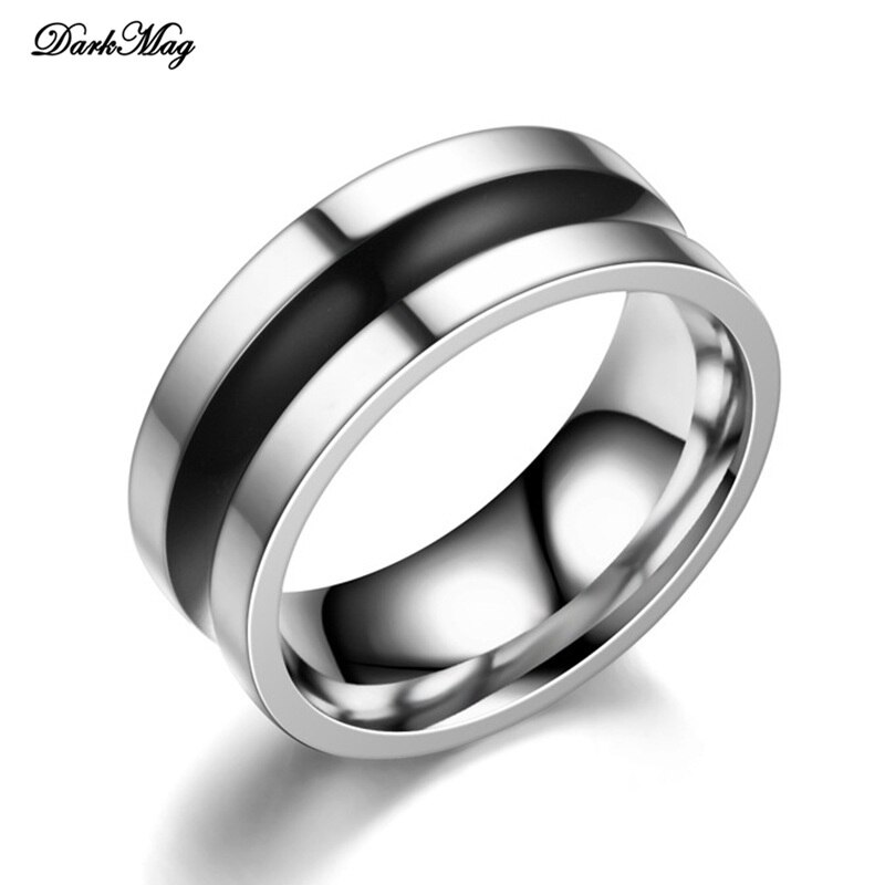 DarkMag Men's Tungsten Wedding Bands Ring Thin Black Line Engagement Ring USA Male Jewelry 8MM Wide