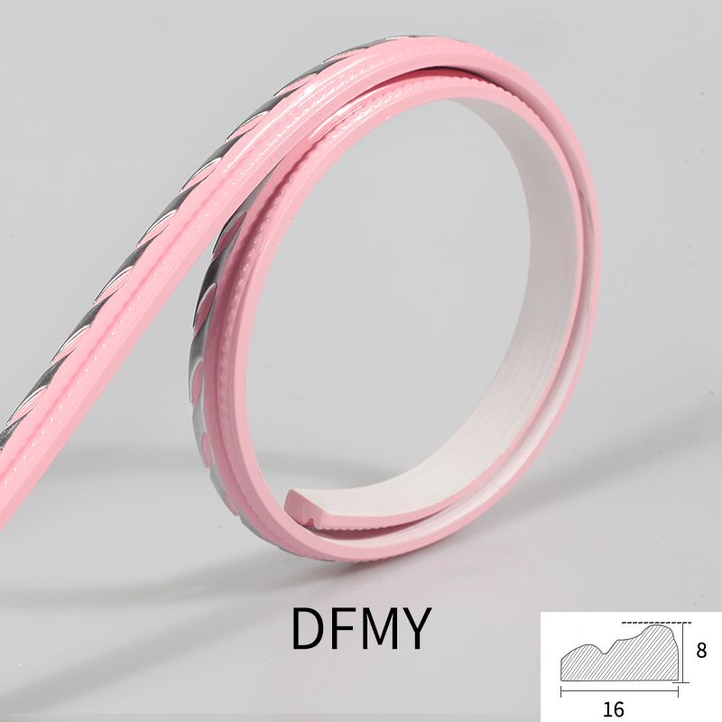Europeisk pu gipslister tv-bakgrund pvc mjuk kantlinje spegel kantlinje: Rosa silver