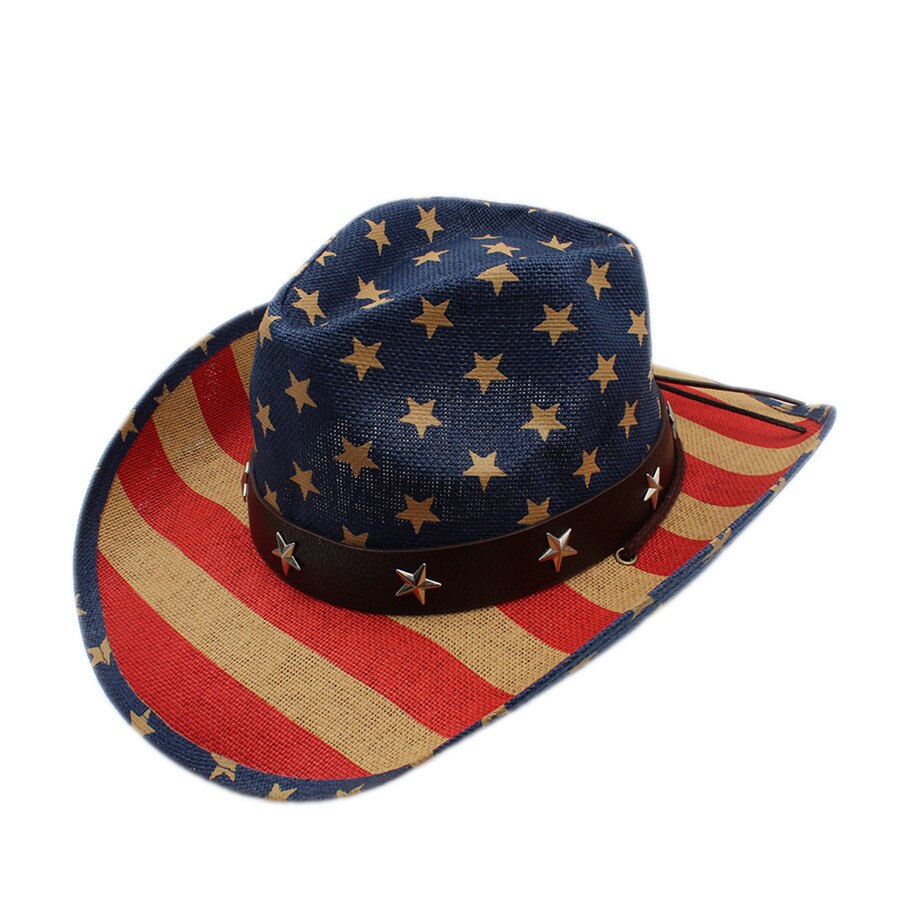 Handarbeit Sommer frauen männer Hohl Western Cowboy Hut Für Gentleman West Wort Cowgirl Jazz Kappe Sommer Stroh Strand Sonnenhut: Blue