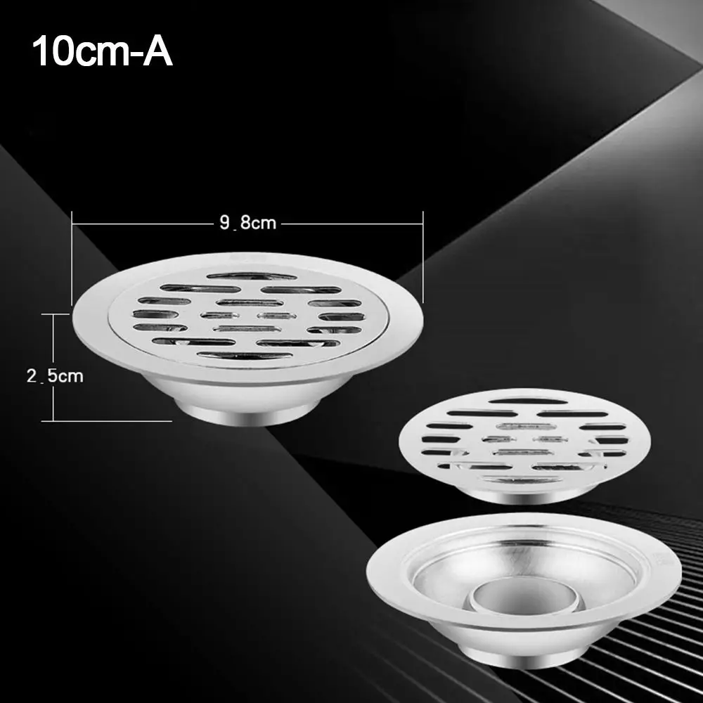 with Grid Grate Cover Shower Floor Drain Stainless steel Square Dual-purpose Floor Drain Dectable Backflow Preventer: WHITE