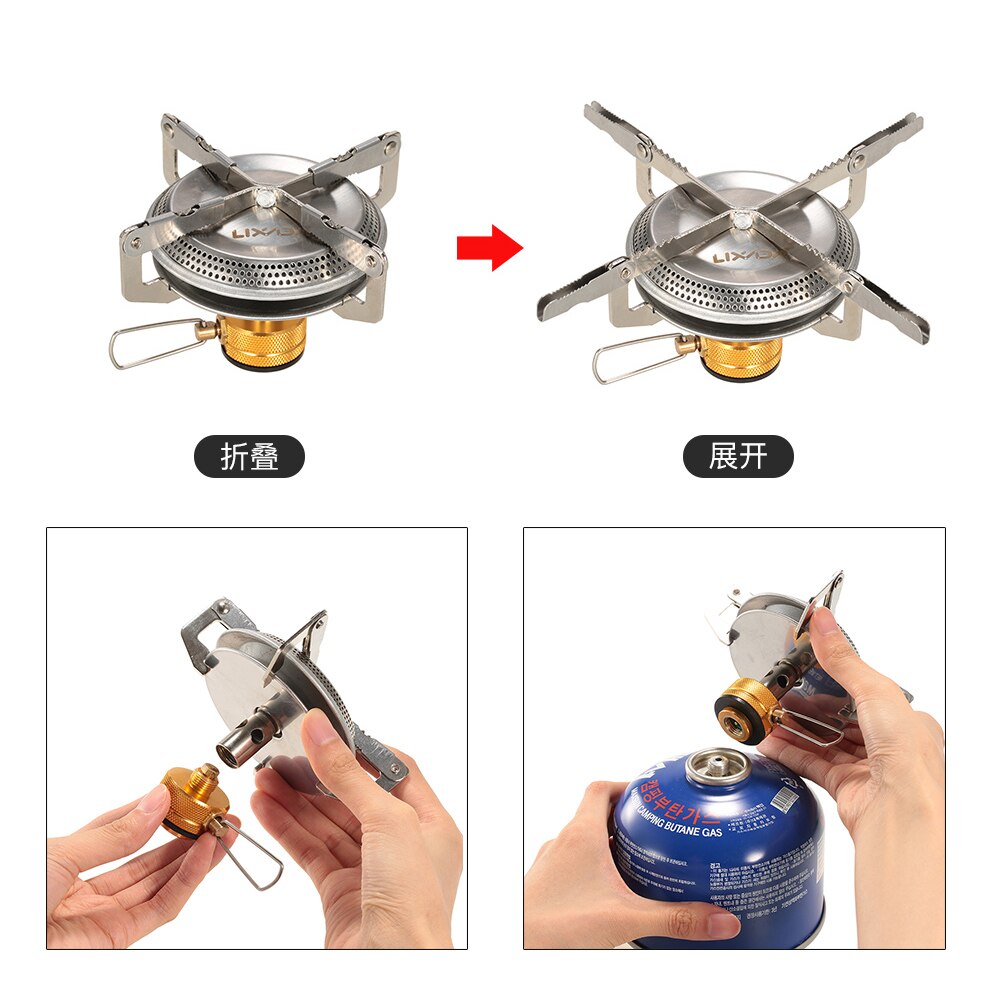 Lixada-estufa de Gas portátil ultraligera para acampar al aire libre, hornillo plegable para acampar, senderismo, mochilero, Picnic, 3500W