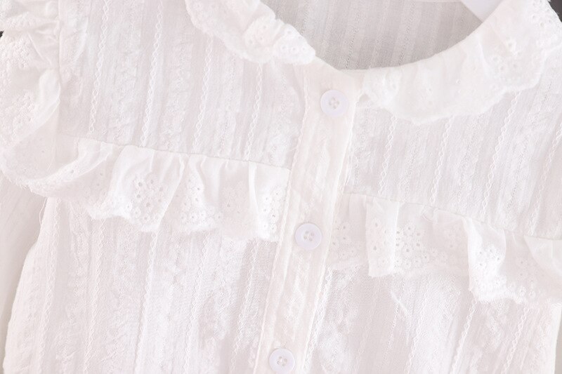 Girls Stand Collar Shirt Autumn Style Children's Western Style Cotton White Shirt toddler girl fall clothes