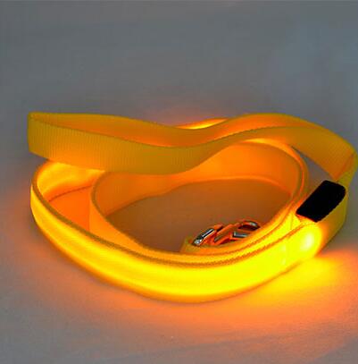 Laisse en Nylon pour chien, sécurité nocturne, LED clignotante dans la nuit, collier pour animaux de compagnie, dessin pour chat, petit gabarit: yellow / Width 15mm