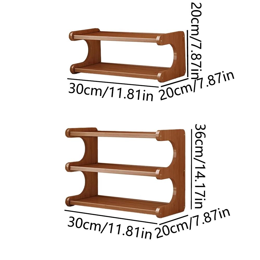 2/3 Tiers Desktop Storage Rack Space-saving Easy-to-assemble Wood Tabletop Stand Compact Multi-functional Desk Bookshelf