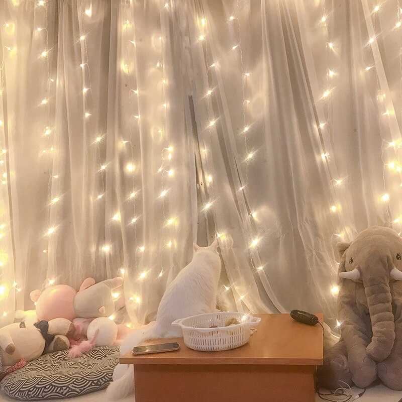 Led String Lights Icicle Waterfall Garland Fairy Lights String Curtain Lights Christmas Lights Indoor Led Garland for Decoration