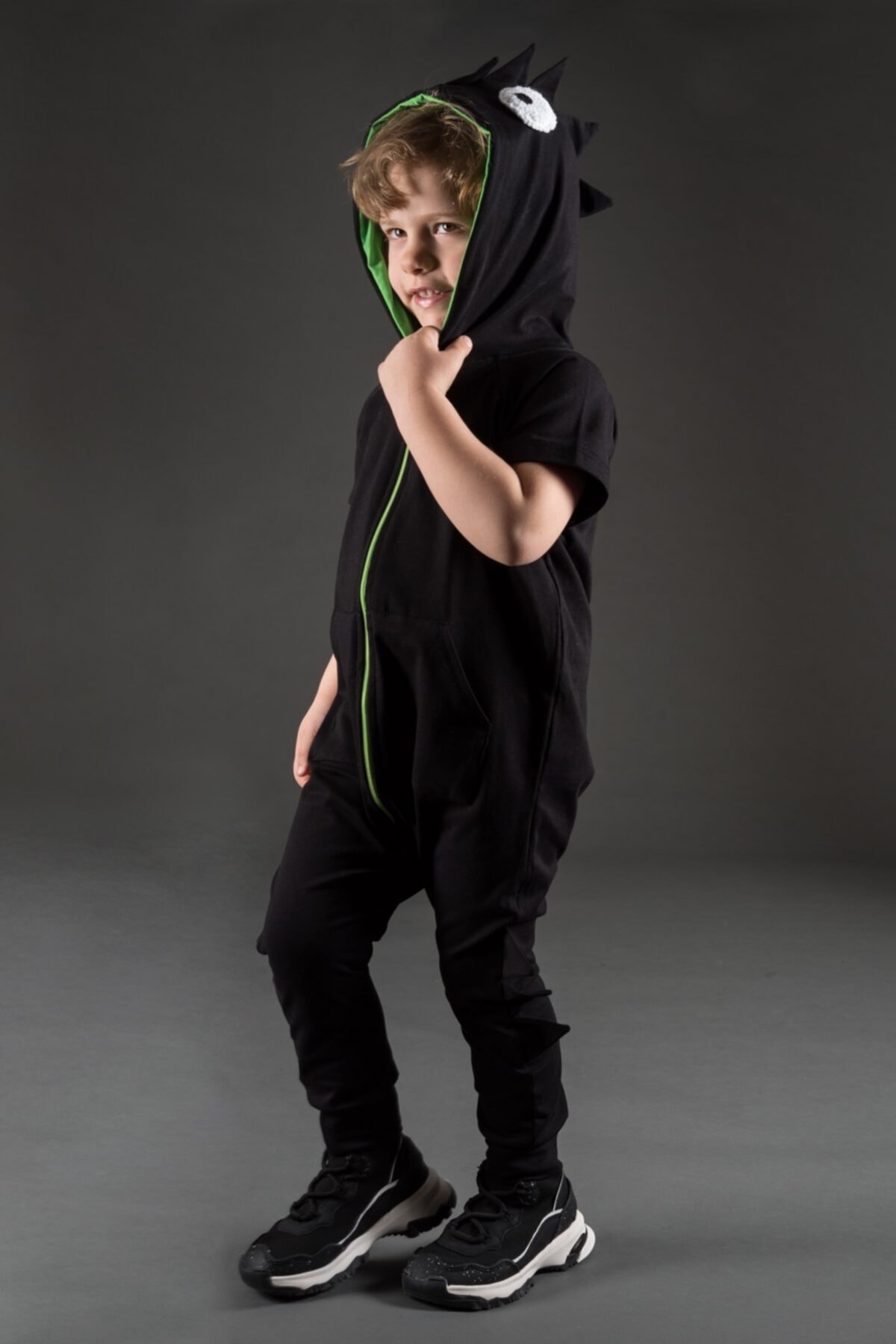 Kids Black Dıno Jumpsuit