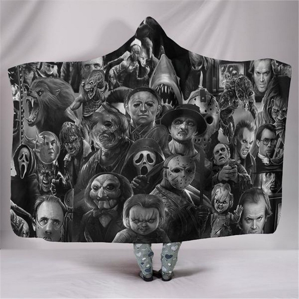 Halloween luva filt 130*150cm 150*200cm mjuk kristall sammet främre huva filt barn och vuxna multifunktionsfilt