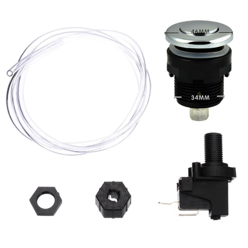125-250V 16A On Off Push Air Button Switch for Bath Spa Jet Tub Disposal Tubing Pneumatic Air Pressure Switch Knob Kit
