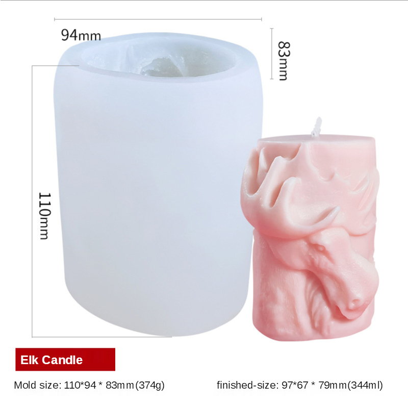 Gør-det-selv dyr serie lys silikone form elg bjørn sirius ulv hest aromatisk lys fremstilling harpiks sæbe ispinde form boligindretning: C