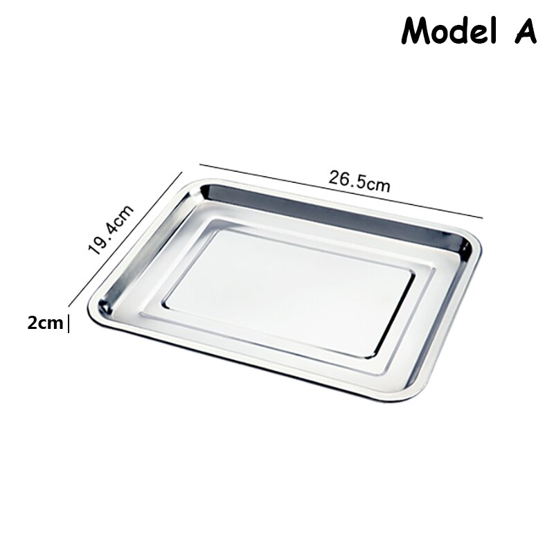 Stainless Steel Plate Food Tray BBQ Dishes Platos Dinner plates Vajilla Kitchenware Steamed Food Plate Baking Pan Food Container: Model A