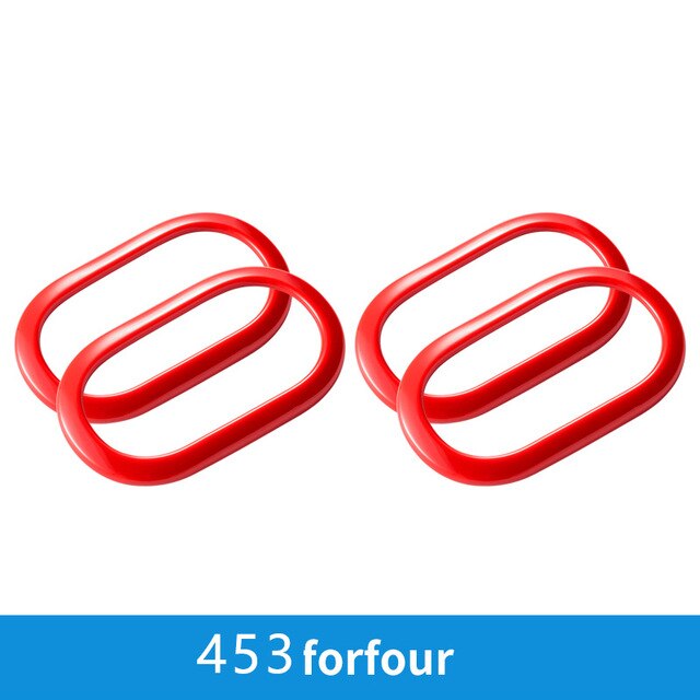 Car inner door bowl Decorative shell cover For Smart Fortwo Forfour 453 car accessories interior styling Modification Sticker: Red-4PCS