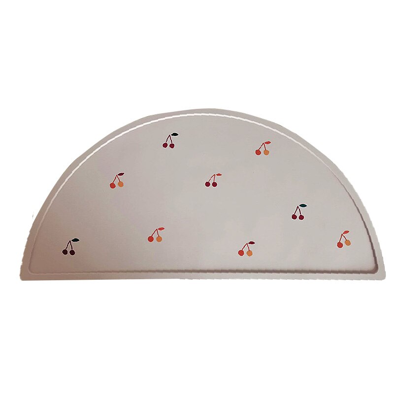 Juego de vajilla antideslizante para bebé, plato de silicona suave con ventosa, taza, baberos, cuchara y tenedor, sin BPA, 4/6/8 piezas platos platos para bebé: cherry placemat
