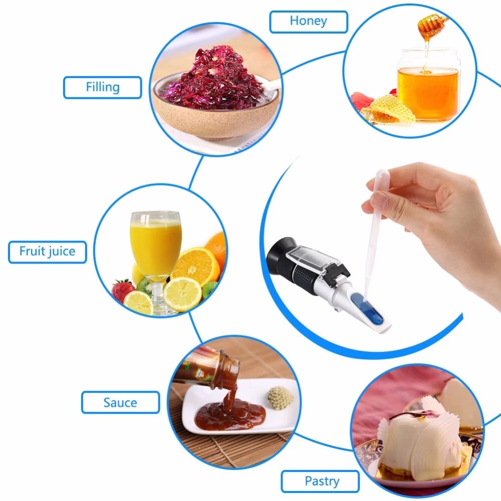Hand Held Brix Meter Refractometer 45-82% honey sugar refractometer Minimum Division 0.5%Brix ATC Refractometer