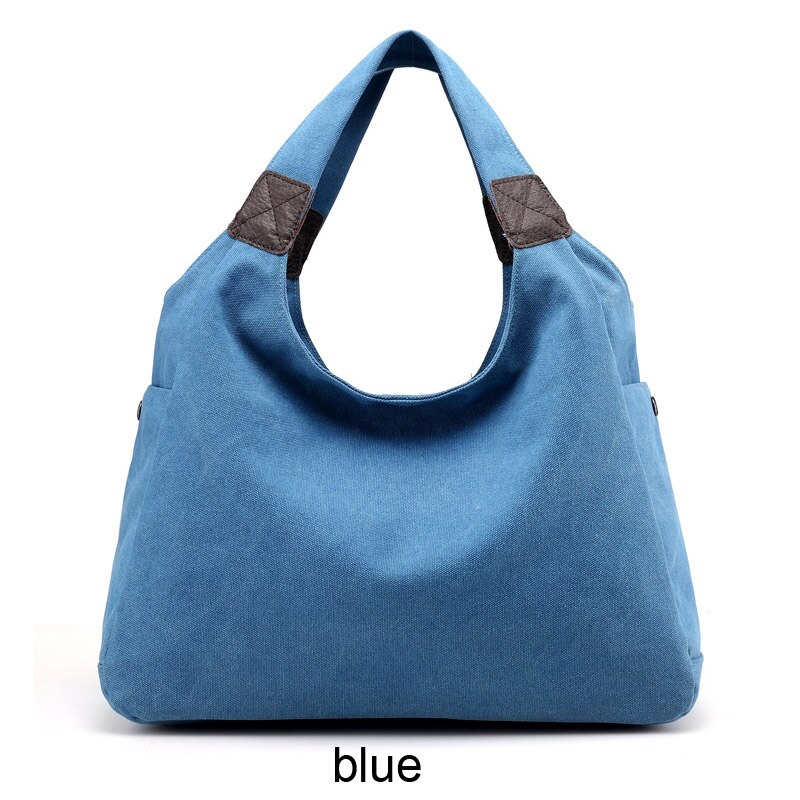 Piler grote tassen dames hobo canvas rits dames handtas handtassen merken casual schoudertas dames shopper handtassen tas: Blauw / Groot