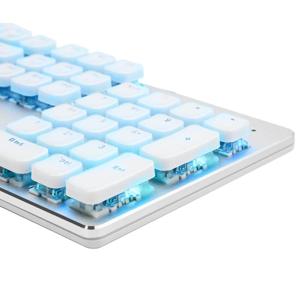 Teclado mecánico de cristal de perfil bajo, 104 teclas, e-element OA, azul, retroiluminado con cable