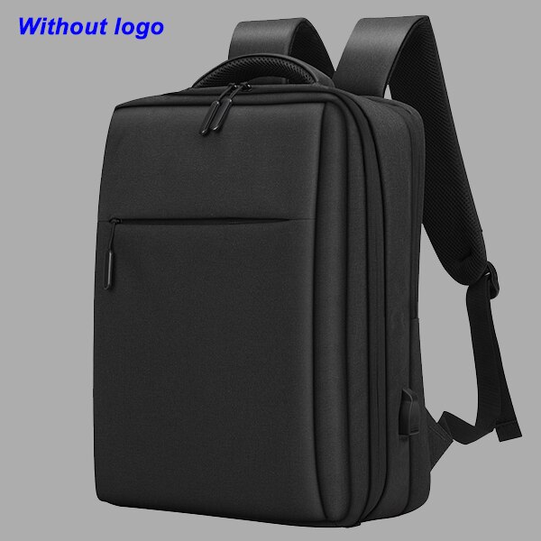 Vrouwen Rugzak 14 15.6 Inch Laptop Tas Mannen Usb Opladen Travel Rugzakken Oxford Rugzak Mannelijke Vintage Schooltas Mochila: BLACK without logo