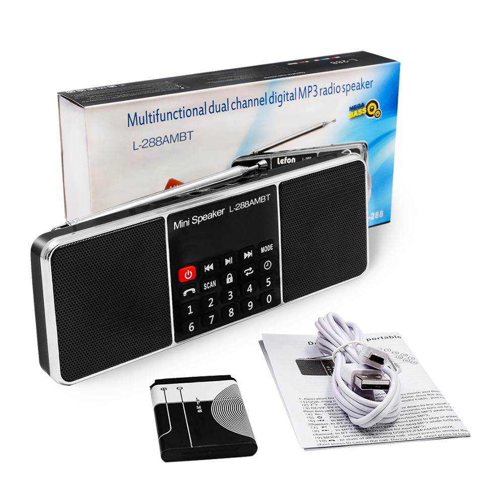 Lefon Digitales tragbares Radio AM FM Bluetooth-Lautsprecher Stereo-MP3-Player TF SD-Karte USB-Laufwerk Freisprechanruf wiederaufladbare Lautsprecher