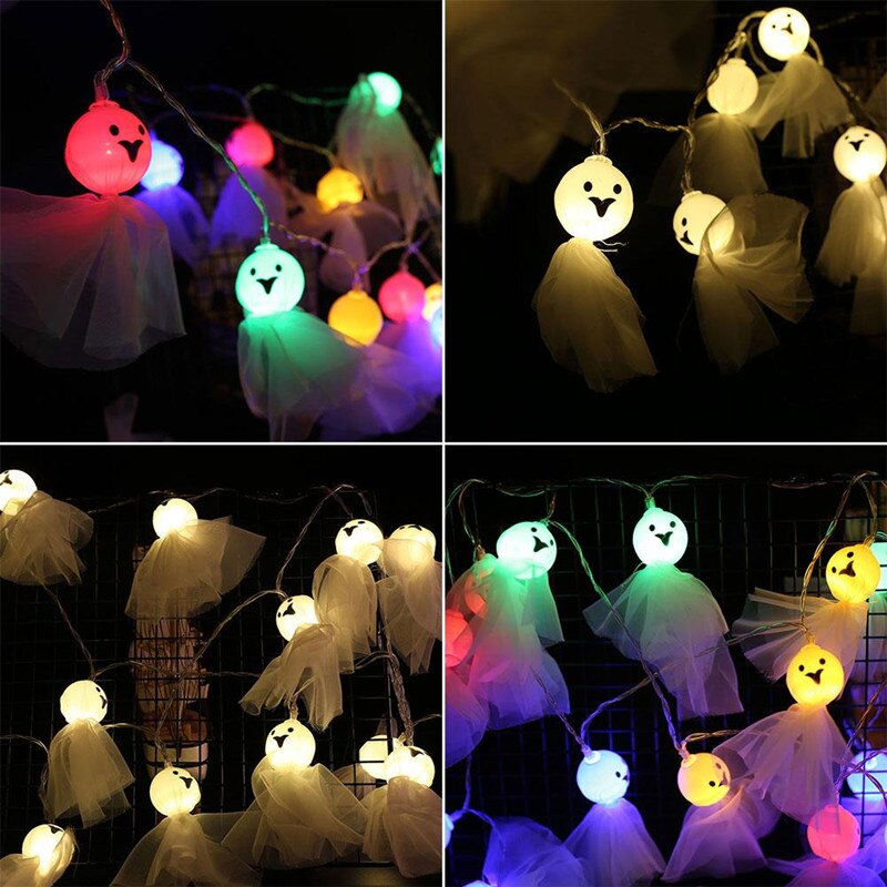 20 40 LED Halloween Ghost Doll Shape String Lights Indoor Fairy Light Twinkle Battery USB Power Party Garden Decoration