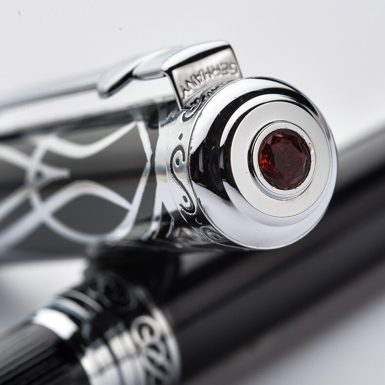 2pcs/lot Duke Luxury Gold 0.5MM Fountain Pen + 0.7mm Roller Ball Pen for Lovers Pens Christmas