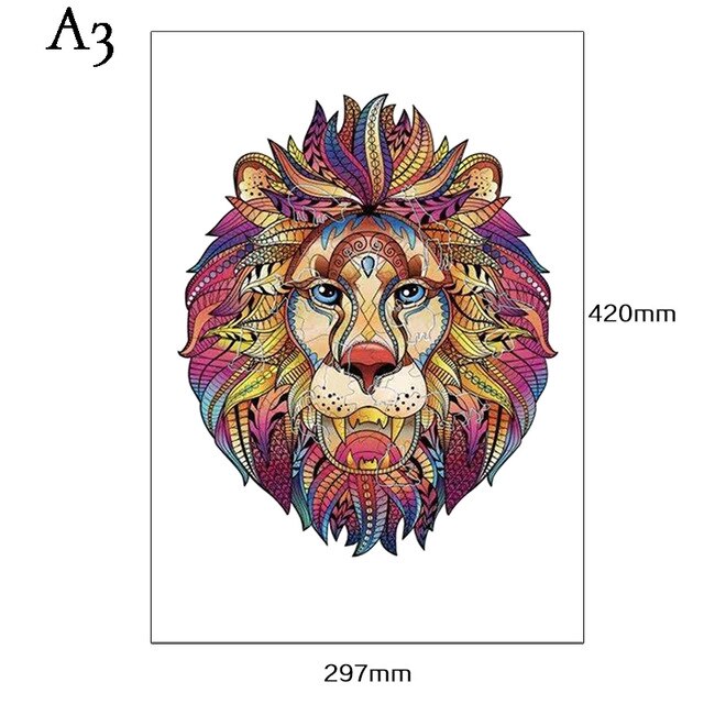 Diy Houten Tier Jigsaw Puzzels Set Spaß Houten Puzzels Voor Volwassenen En Kinderen Montessori Interactief Spel Speelgoed Puzze: A3 Lion