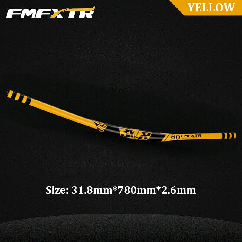 FMFXTR MTB Bicycle Handlebar Aluminum Alloy 780*31.8mm Racing Bike Rise Handlebar Mountain Bike Handle Bars Cycling Accesorios: Yellow -31.8-780
