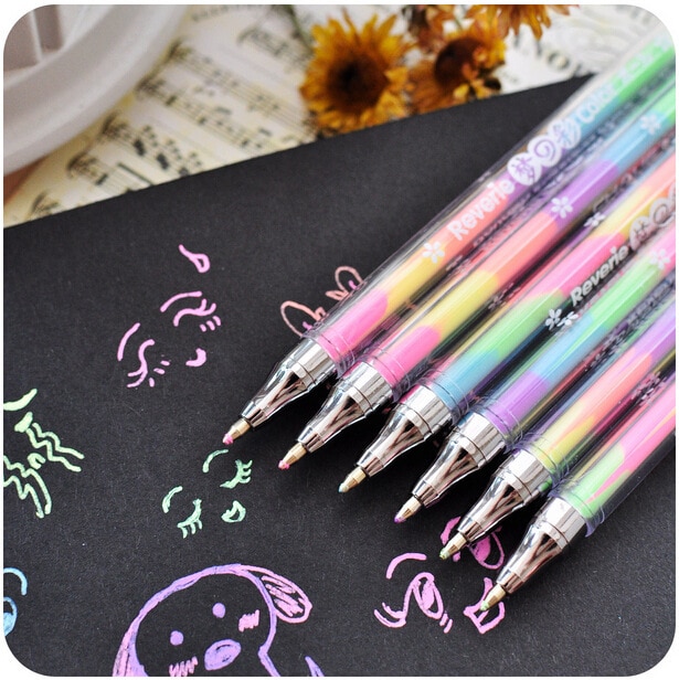 4 stuks 6 Kleuren In 1 Koreaanse Briefpapier Aquarel Krijt Pen Markeerstift Marker Schilderen Pen Tekening Gereedschap Kunst School Supplies