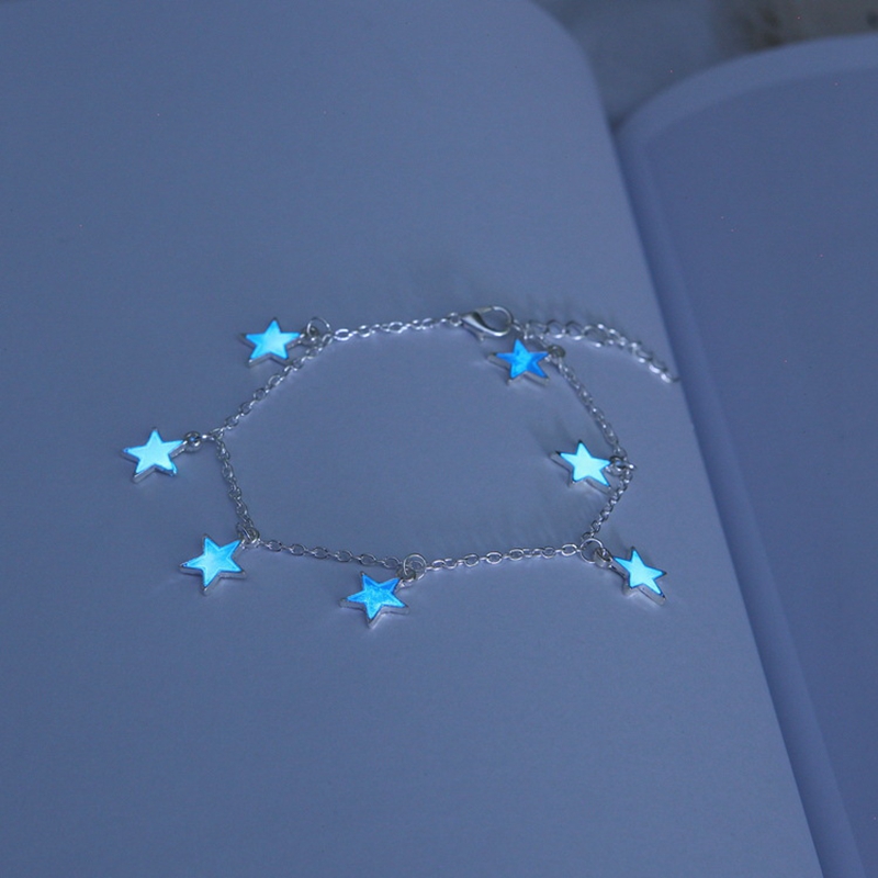 SHUANGR Bohemen Lichtgevende Hart Hanger Enkelbanden Voor Vrouwen Mooie Armband op de Been Star Enkelband Mode Vrouwelijke Voet Sieraden