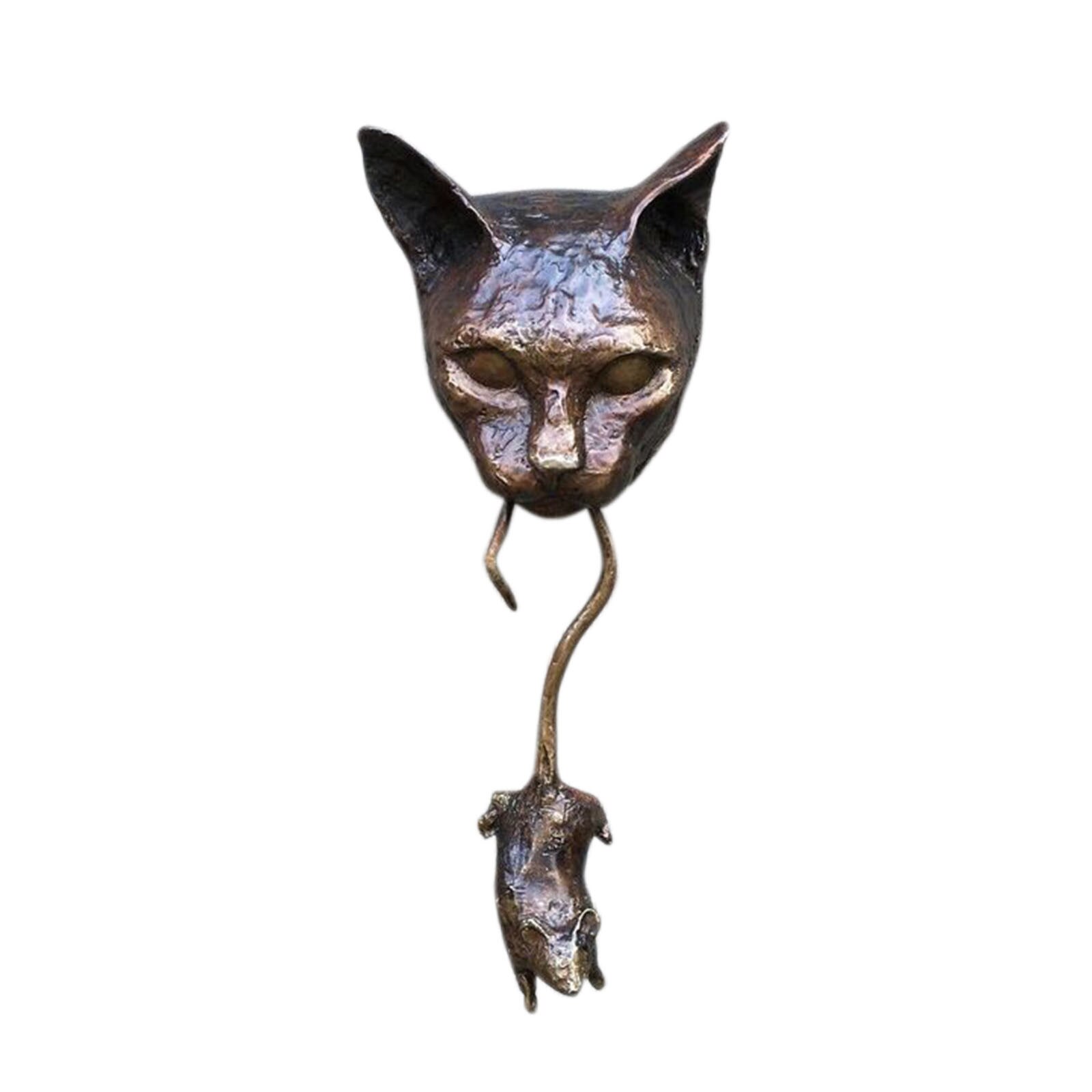 Kat Deur Bruin Gietijzer En Muis Roestig Deurklopper Kat Hars Muur Decor Ornament Wanddecoratie Home Decor Standbeeld # T1G