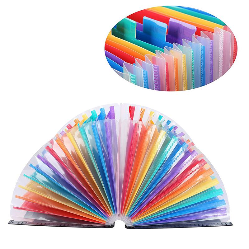 24 Pockets Expanding File Folder Large Space A4 Filing Folders Box File Business Home Office Document Accordion File St
