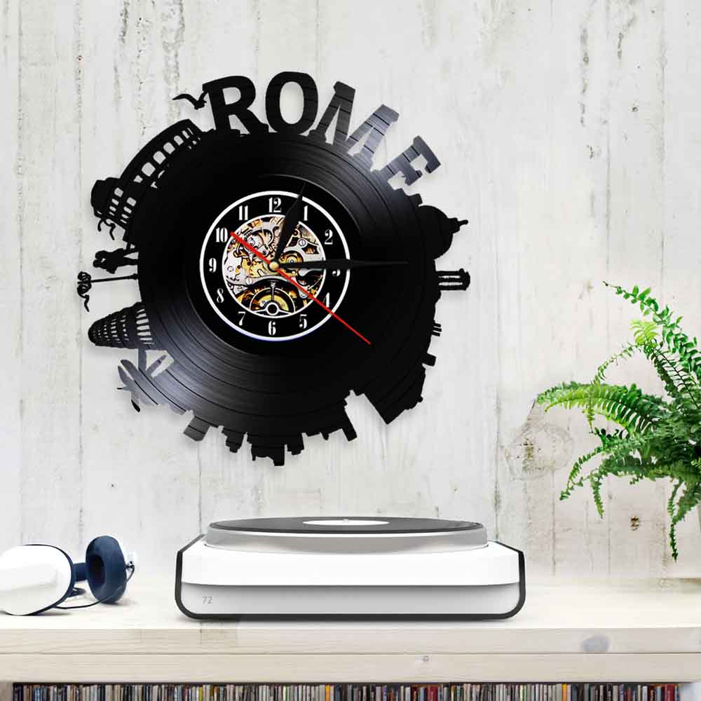 Horloge murale en vinyle 3D, pièce d&#39;art créative, paysage urbain, italie, Rome