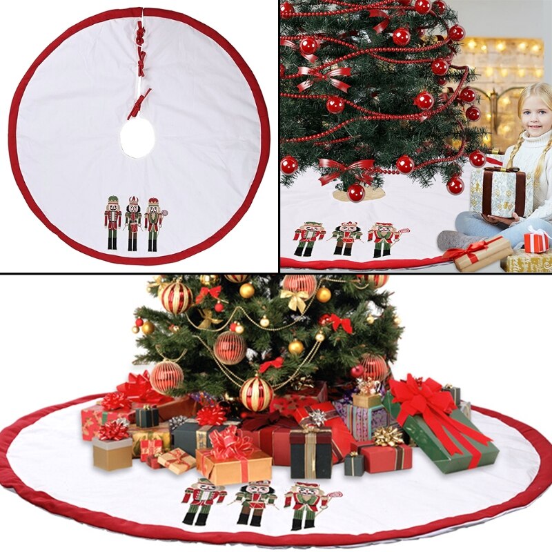 48 pouces arbre de noël jupe toile de jute noyer soldat ornement tapis de sol couverture de noël nouvel an fête décoration