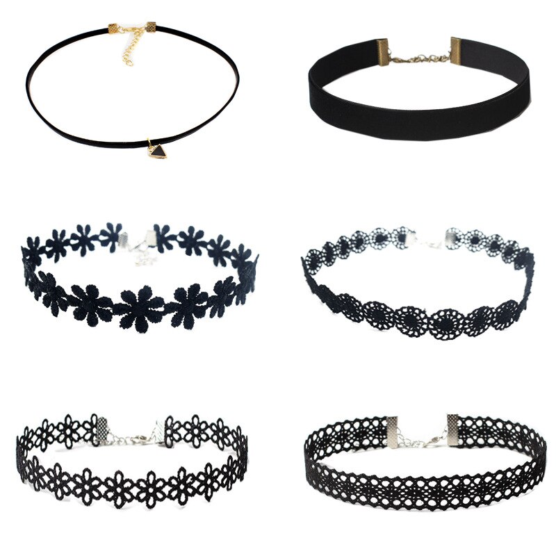 Klassieke Gothic Tattoo Kant Choker Vrouwen Ketting 6/5/3 Pieces Choker Ketting Set Stretch Fluwelen Vrouwen Ketting Sieraden GiftN001: 3