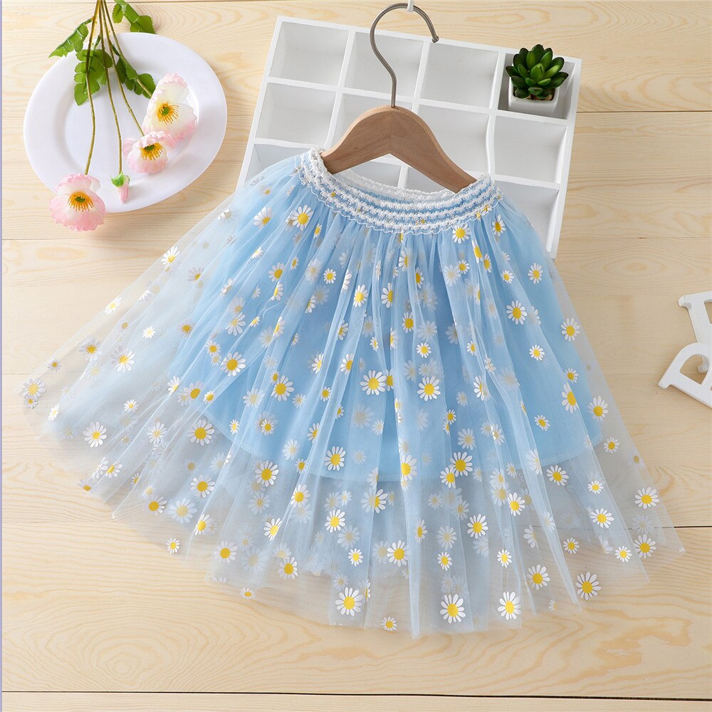 1-6T Baby Meisje Leuke 3-Layer Tutu Rok Romantische Zoete Peuter Daisy Print Elastische Taille Midi tule Prinses Rok Paars Roze: C / 5T