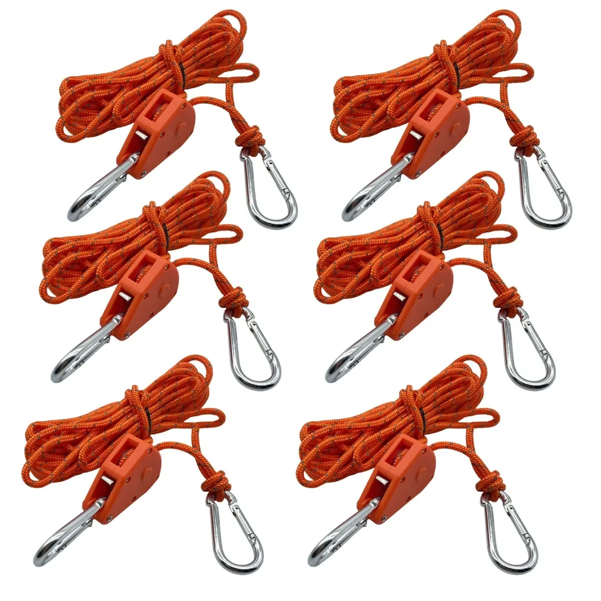 4M 6Pc Reflecterende Camping Tent Wind Touw Vastbinden Spanner Bevestiging Katrol Ratel Luifel Touw Gesp Touw tent Accessoire: Rood