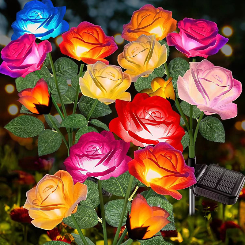 5 hoder solcellelamper utendørs dekorative solcellelamper roseblomst plenlampe til hage terrasse hagedekor