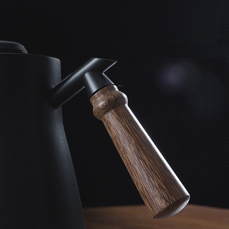 850ml Stainless Steel Gooseneck Coffee Kettle With Thermometer Lid Pouring Drip Spout Teapot Tea Pot Wood Handle Black Home Cafe