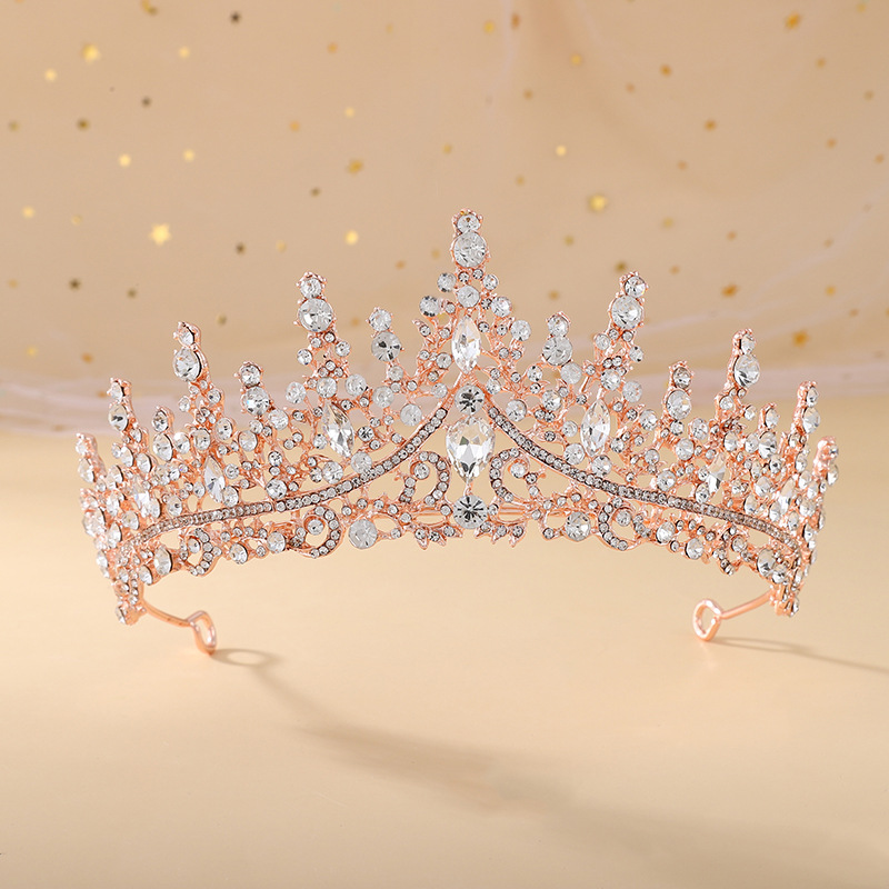 Tiaras nupciales de cristal de ópalo de Reina de princesa barroca, coronas, tocados elegantes de lujo, diadema, vestido de pelo de boda, accesorios de joyería: PLATEADO