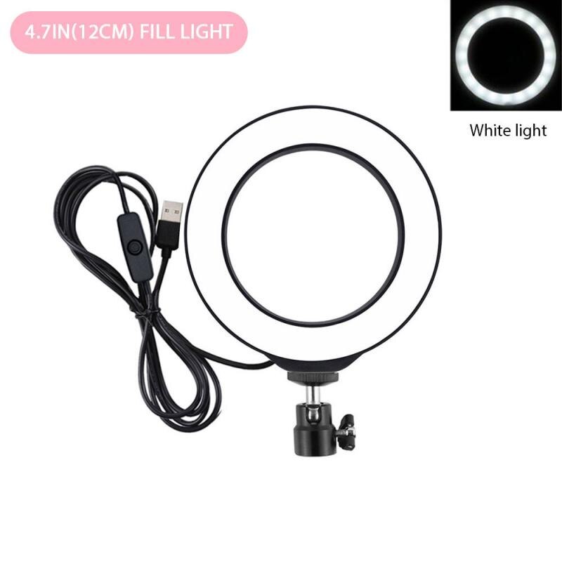 1Pcs Dimbare Video Licht 4.7 ''12Cm Usb 3 Modi Selfie Led Ring Vlogging Fotografie Video Verlichting Voor live Video Camera: Black