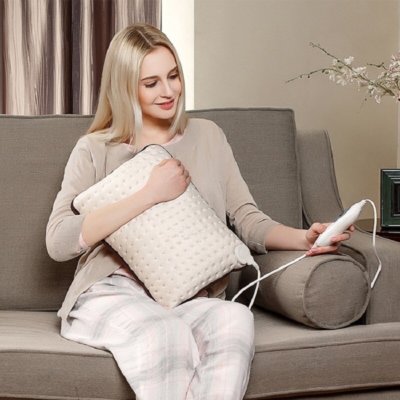 220V EU Plug Microplush Electric Heating Pad Pillow for Neck Lower Back Waist Stomach Pain Relief Winter Warmer Heat Therapy